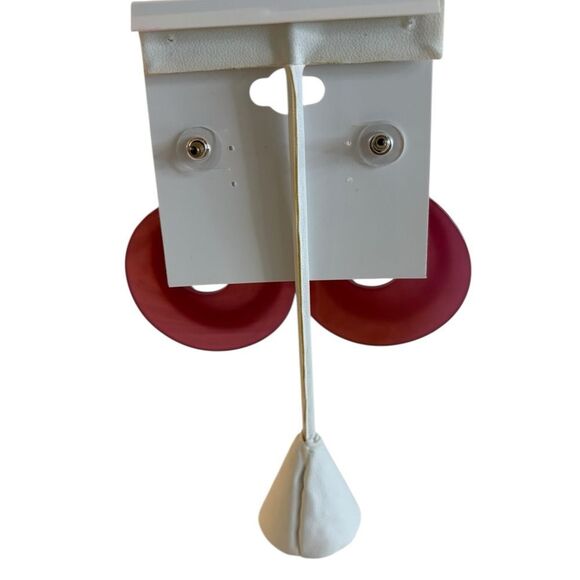 Natasha Modern Red Acrylic Multiple Hoop Earrings - Picture 4 of 6